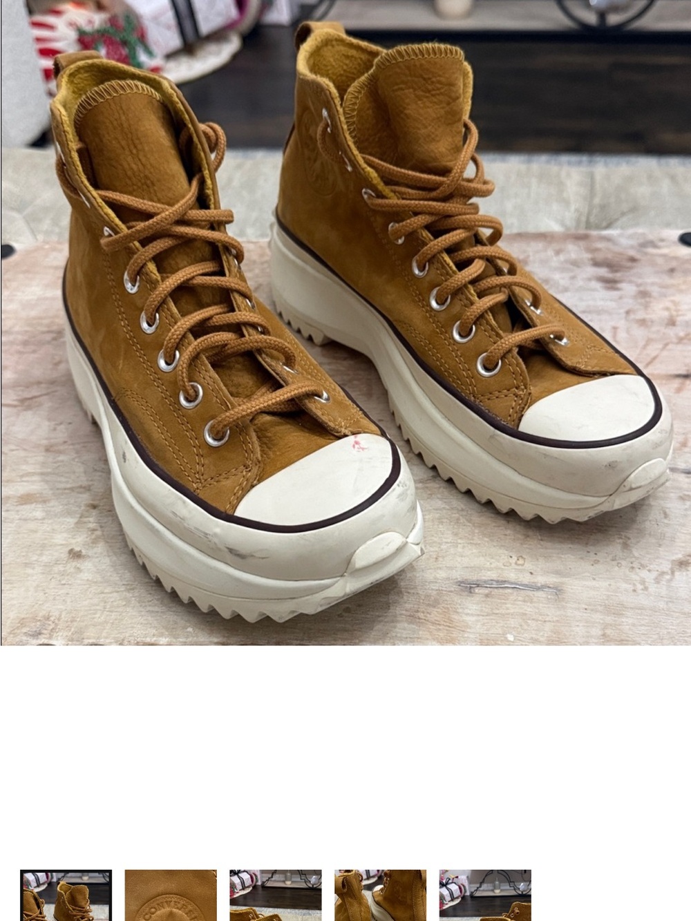 Converse Women's Lace-Up Platform High-Top Boots in Brown